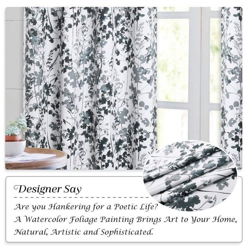KGORGE Blackout Window Curtains - Farmhouse Curtains with Watercolor Boho Pattern Thermal Insulated Energy Efficient Drapes for Living Room Bedroom Kids Nursery, Set of 2, W 52 x L 45, Grey - Image 5